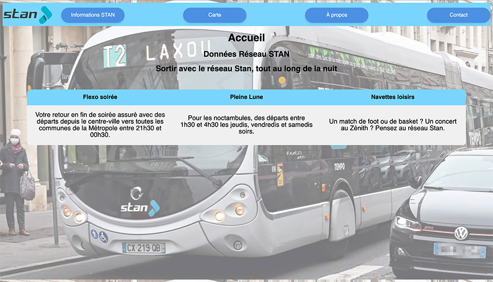 Capture d'écran de la page d'accueil du projet